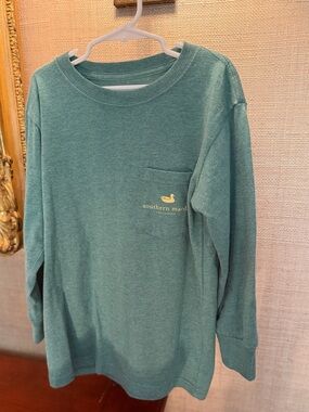 Southern Marsh Teal Long Sleeve Pocket Tee with Gold Logo